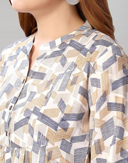 Beige Coloured Summer Cool Printed Top | Sudathi