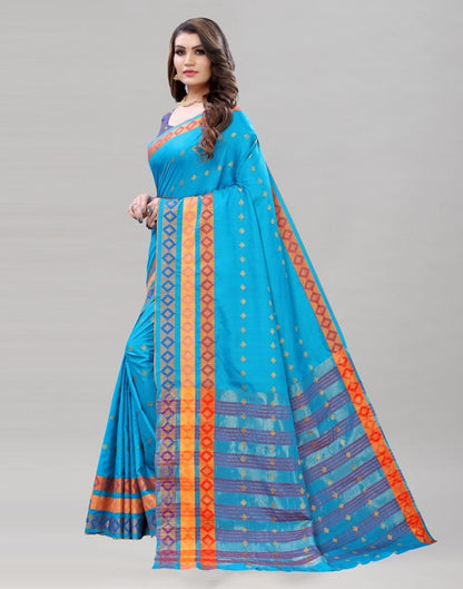 Captivating Blue Cotton Saree | Sudathi