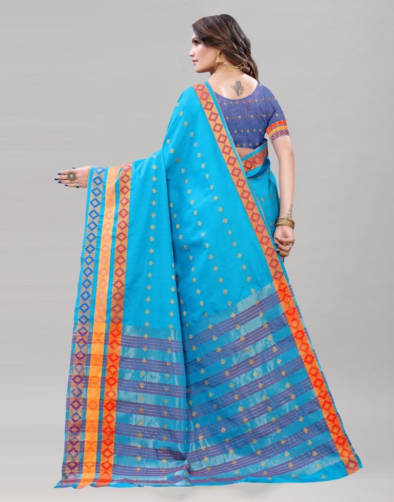 Captivating Blue Cotton Saree | Sudathi