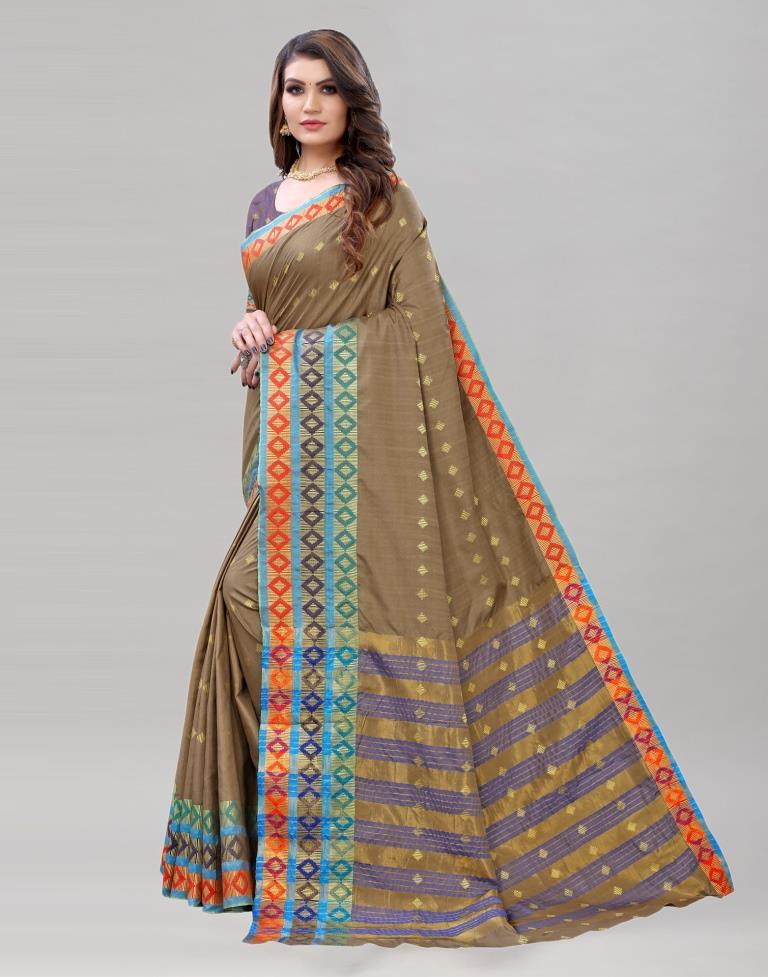 Cedar Brown Cotton Saree | Sudathi