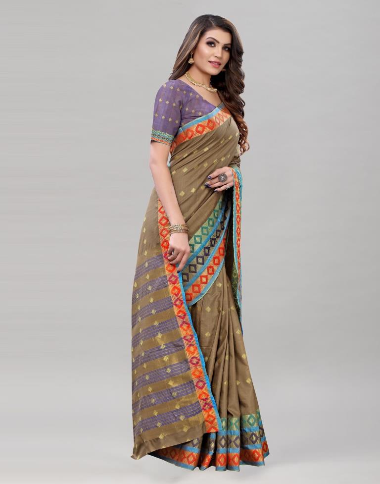 Cedar Brown Cotton Saree | Sudathi