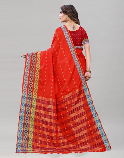 Glitzy Red Cotton Saree | Sudathi