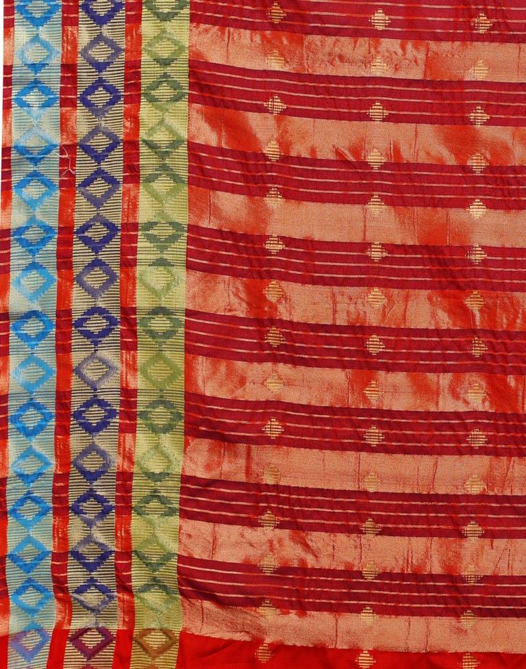 Glitzy Red Cotton Saree | Sudathi