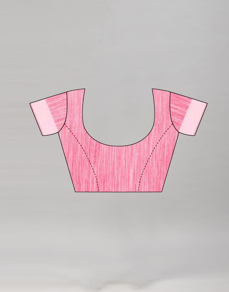 Punch Pink Cotton Printed Saree | Sudathi