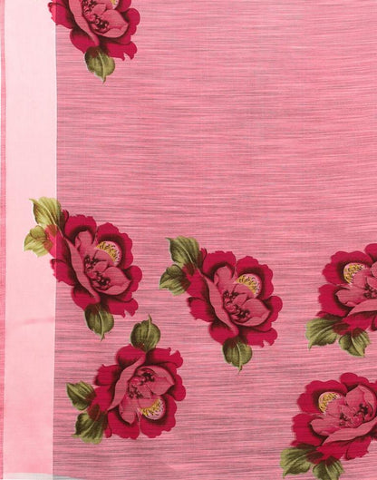 Punch Pink Cotton Printed Saree | Sudathi