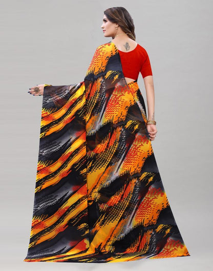 Dazzling Yellow Printed Saree | Sudathi