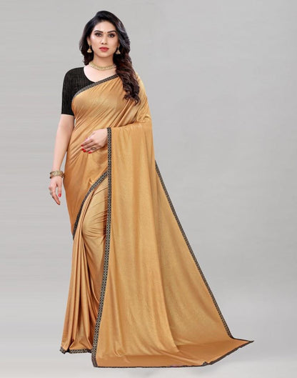 Fawn Tan Lycra Shimmer Saree | Sudathi