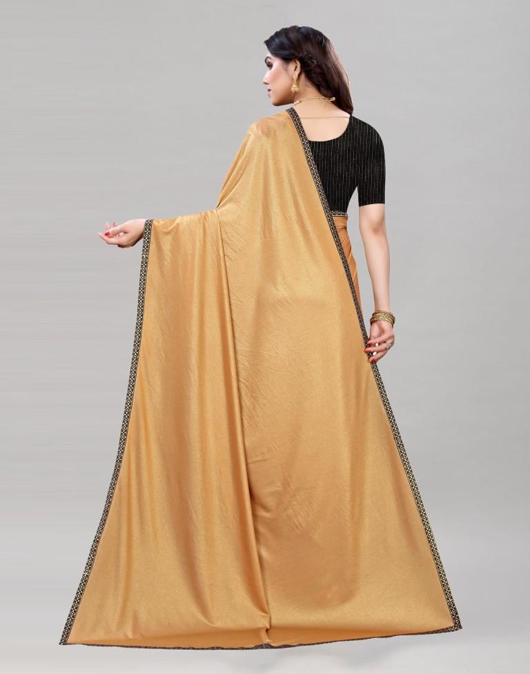Fawn Tan Lycra Shimmer Saree | Sudathi
