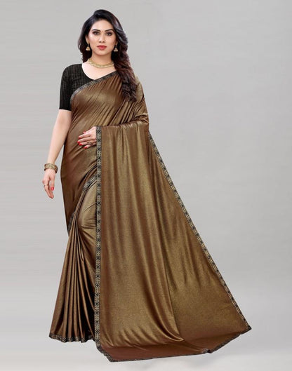 Brown Lycra Shimmer Saree | Sudathi