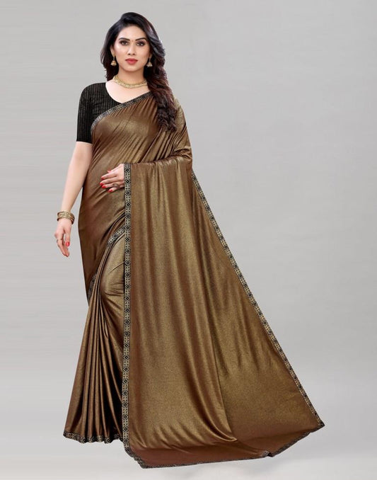 Brown Lycra Shimmer Saree | Sudathi