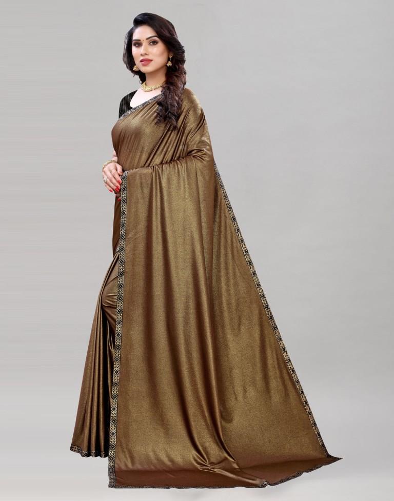 Brown Lycra Shimmer Saree | Sudathi