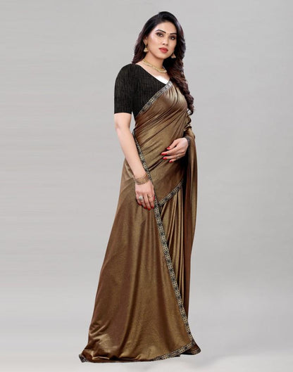 Brown Lycra Shimmer Saree | Sudathi