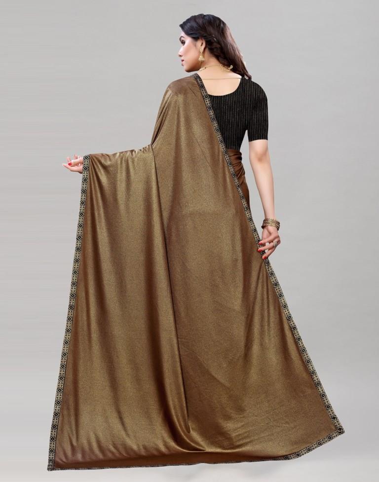 Brown Lycra Shimmer Saree | Sudathi