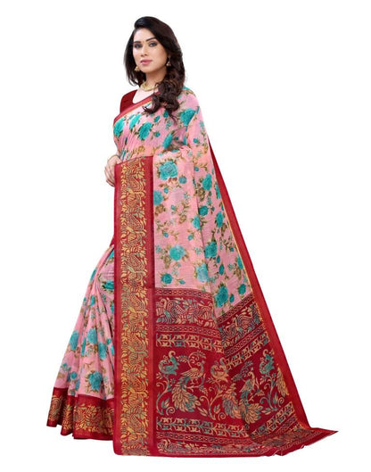 Ethereal Pink Cotton Printed Saree | Sudathi