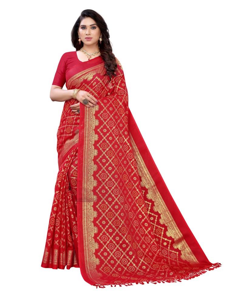 Appealing Maroon Cotton Printed Saree | Sudathi