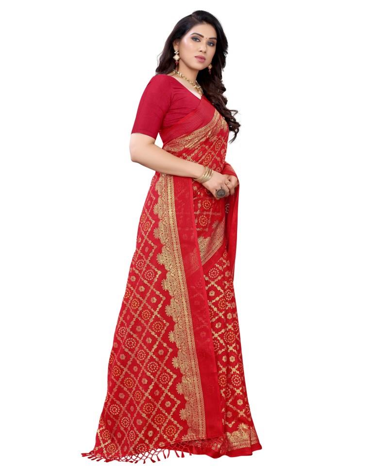 Appealing Maroon Cotton Printed Saree | Sudathi