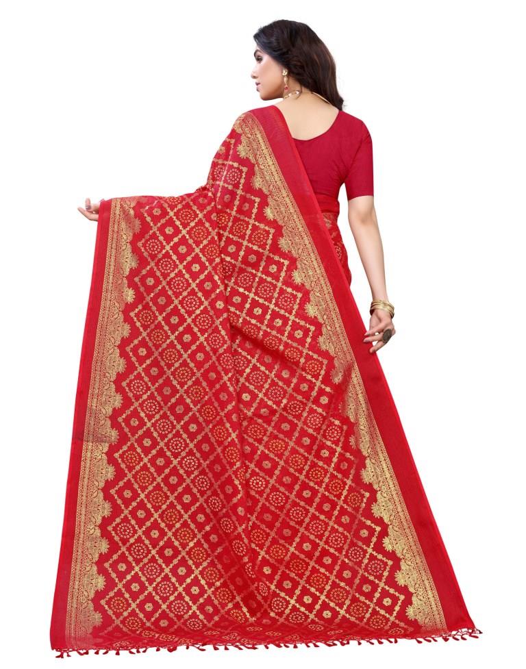 Appealing Maroon Cotton Printed Saree | Sudathi