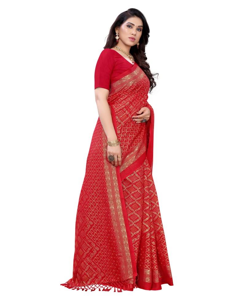 Applaudable Maroon Cotton Printed Saree | Sudathi