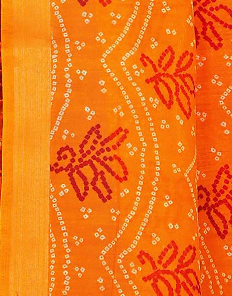Turmeric Yellow Cotton Bandhani Saree | Sudathi