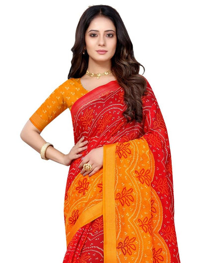 Turmeric Yellow Cotton Bandhani Saree | Sudathi