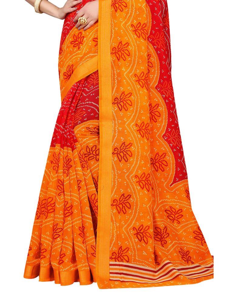 Turmeric Yellow Cotton Bandhani Saree | Sudathi