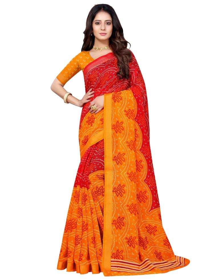 Turmeric Yellow Cotton Bandhani Saree | Sudathi