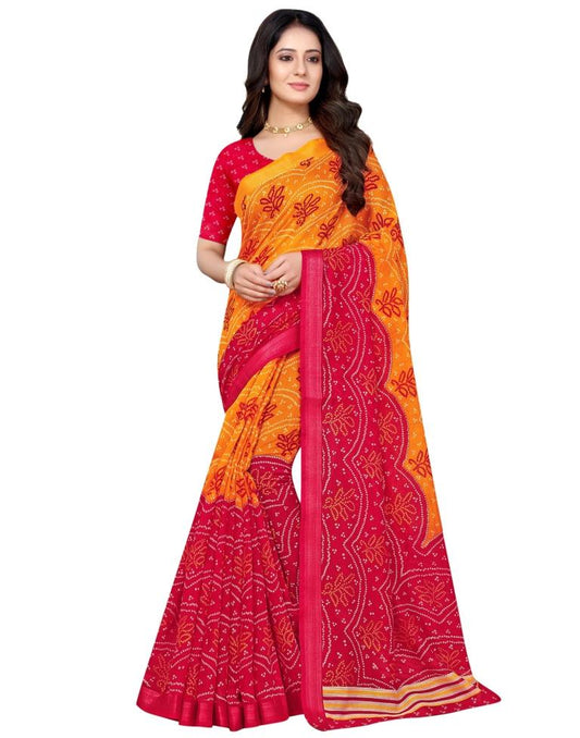 Pink Cotton Bandhani Saree | Sudathi