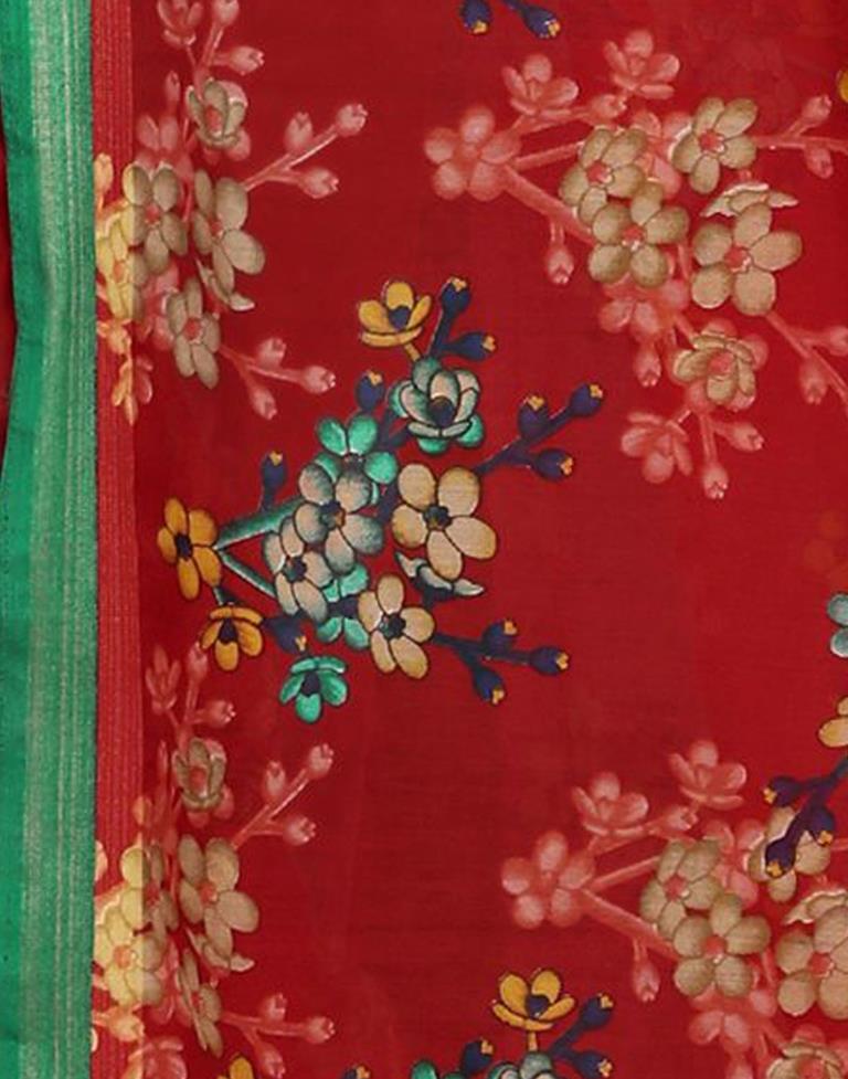 Choicest Red Cotton Printed Saree | Sudathi