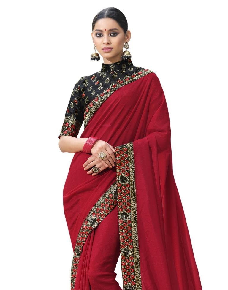 Vibrant Red Silk Saree | Sudathi