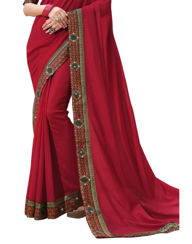 Vibrant Red Silk Saree | Sudathi