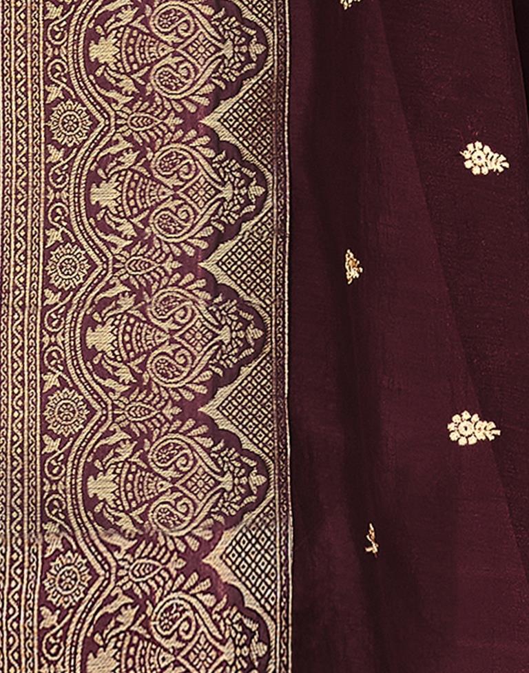 Maroon Embroidered Silk Saree | Sudathi