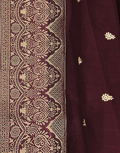 Maroon Embroidered Silk Saree | Sudathi