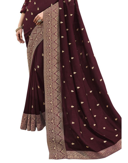 Maroon Embroidered Silk Saree | Sudathi
