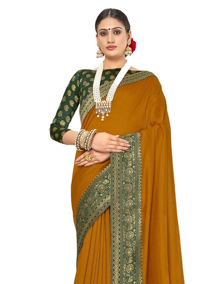 Picturesque Turmeric Yellow Silk Saree | Sudathi