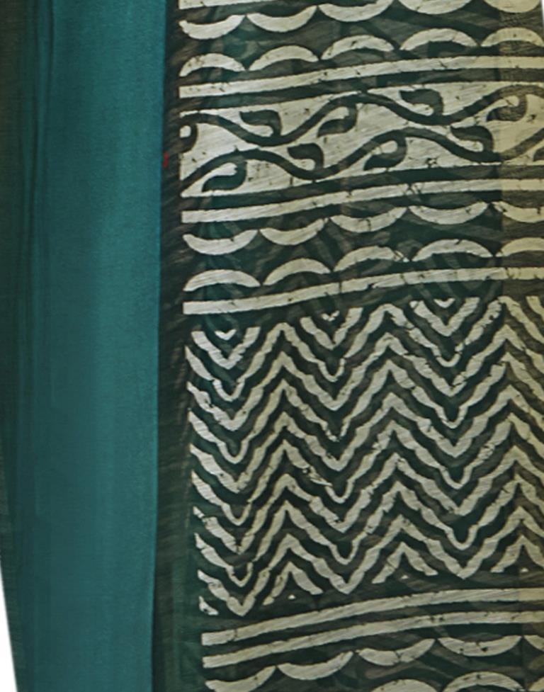 Teal Blue Cotton Printed Saree | Sudathi