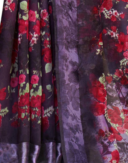 Purple Cotton Printed Saree | Sudathi