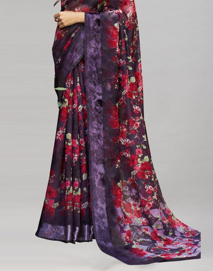 Purple Cotton Printed Saree | Sudathi