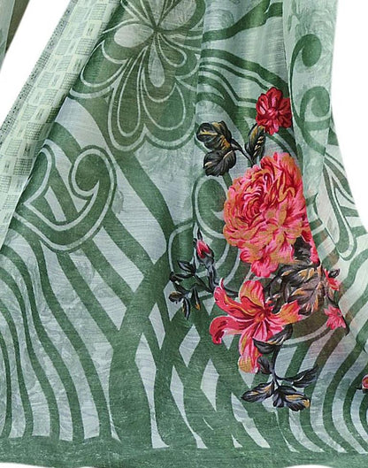 Pista Cream Cotton Printed Saree | Sudathi