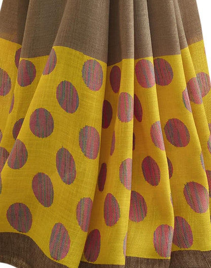 Brown Cotton Printed Saree | Sudathi