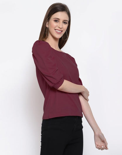 Maroon Coloured Knitted Lycra Top | Sudathi