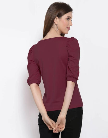 Maroon Coloured Knitted Lycra Top | Sudathi