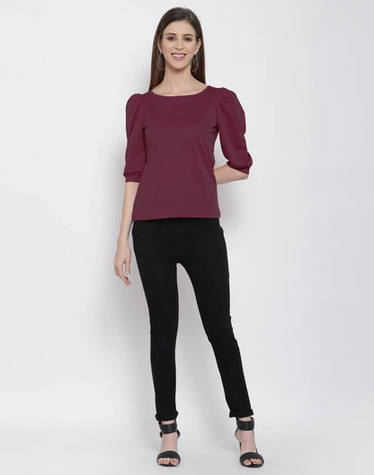 Maroon Coloured Knitted Lycra Top | Sudathi