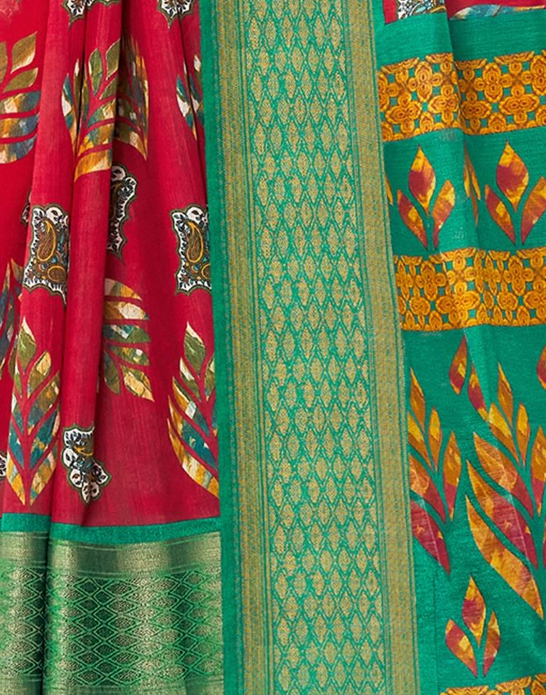 Red Cotton Printed Saree | Sudathi