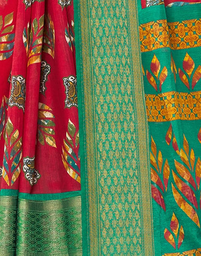 Red Cotton Printed Saree | Sudathi