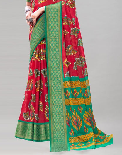 Red Cotton Printed Saree | Sudathi