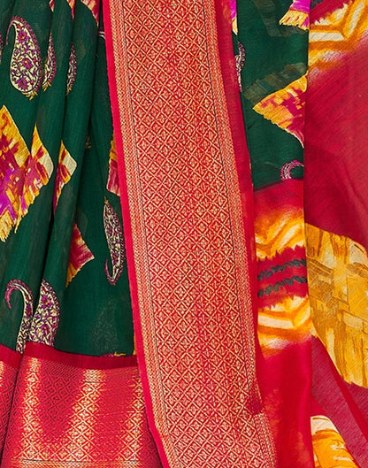 Green Cotton Printed Saree | Sudathi