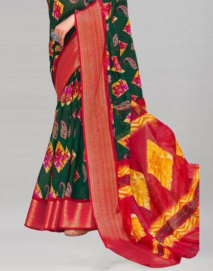 Green Cotton Printed Saree | Sudathi