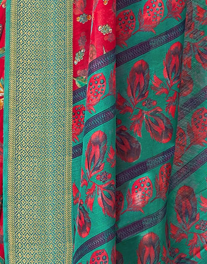 Red Cotton Printed Saree | Sudathi