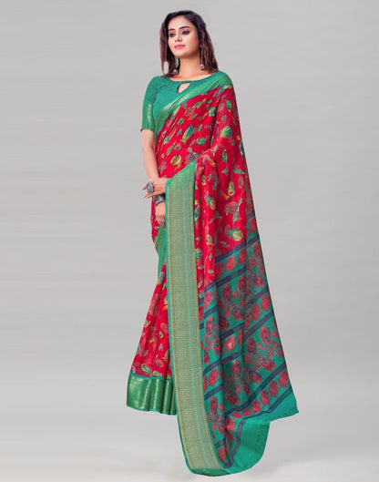 Red Cotton Printed Saree | Sudathi