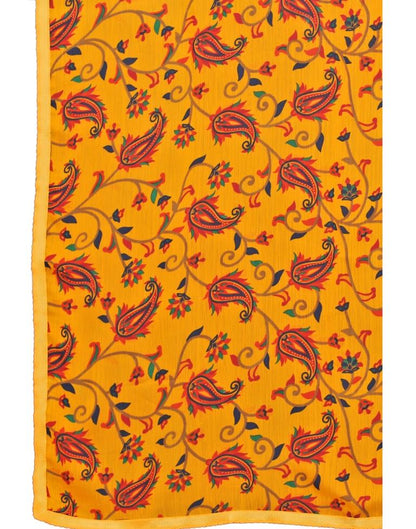 Turmeric Yellow Printed Chiffon Saree | Sudathi